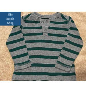 Healthtex 3T Long-Sleeve Ribbed T-Shirt Green, gray